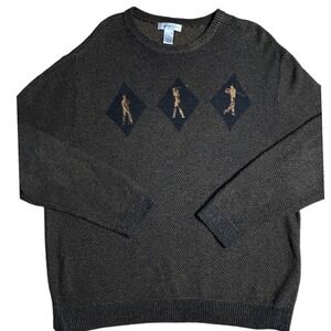 Vintage Golf Embrodiered Cable Knit Sweater Men's XL Grandpa